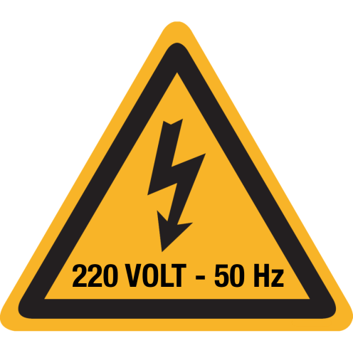 Sticker met pictogram / spanningsaanduiding "Waarschuwing 220 volt - 50hz" - ISO 7010 - W012