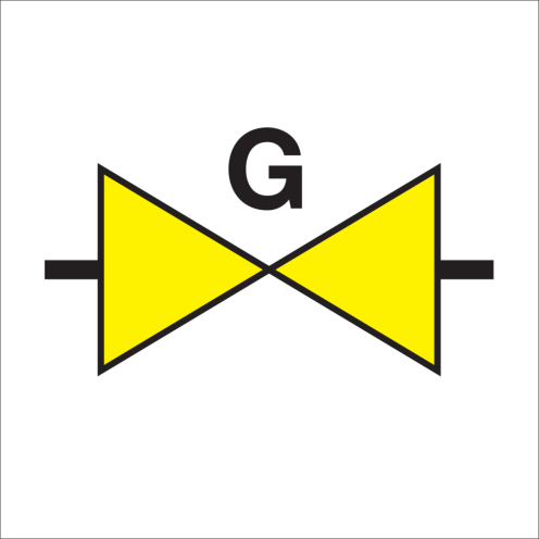 Sticker met pictogram voor aanduiding van een gasafsluiter