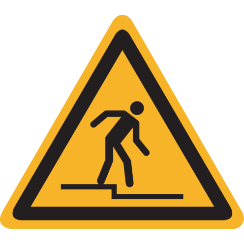 Sticker met pictogram "Opgepast afstapje" - ISO 7010 - W070