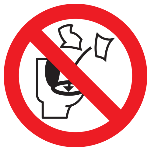Sticker met pictogram Alleen wc papier in het toilet gooien
