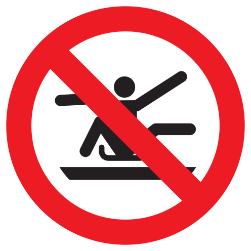 Sticker met pictogram Armen en benen binnenboord houden ISO7010 - P046