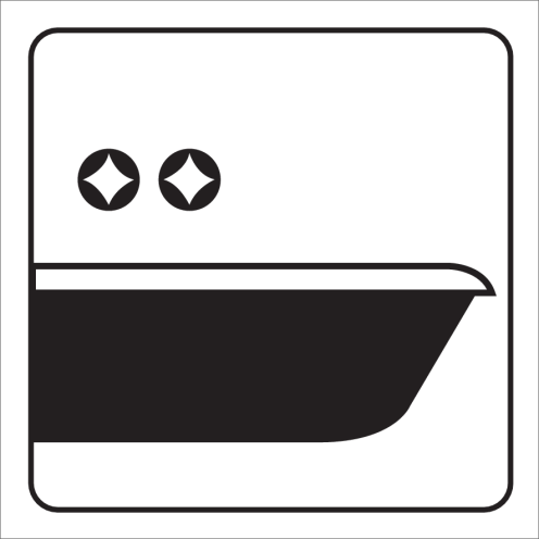 Witte sticker met pictogram bad voor het aanduiden van een badkamer of douche