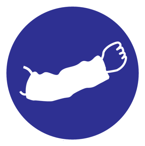 Sticker met pictogram "mouwovertrek verplicht"