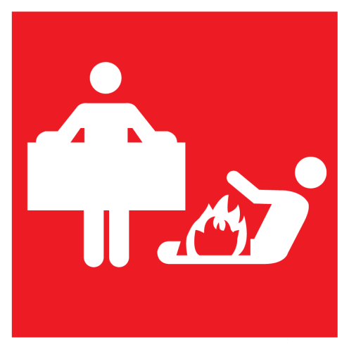 Sticker met pictogram van een branddeken