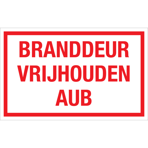 Sticker Branddeur Vrijhouden AUB - tekststicker met rode tekst