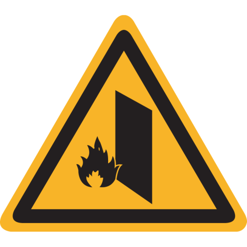 Sticker met pictogram "Waarschuwing Branddeur"