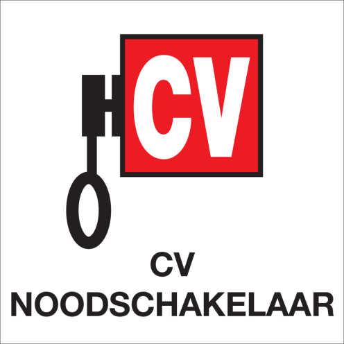 Sticker met pictogram voor het aanduiden van de noodschakelaar voor de cv