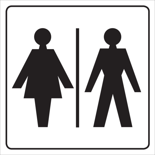 Witte sticker voor aanduiding ruimte voor dames en heren