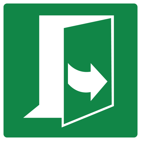 Sticker met pictogram nooduitgang trekken linkerklant ISO 7010