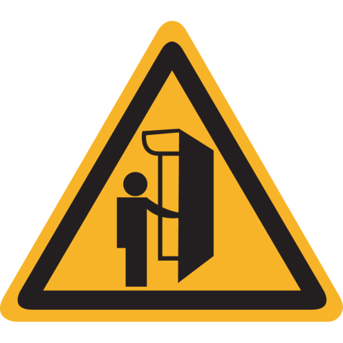 Sticker met pictogram "Waarschuwing, Deur opent uw kant op"