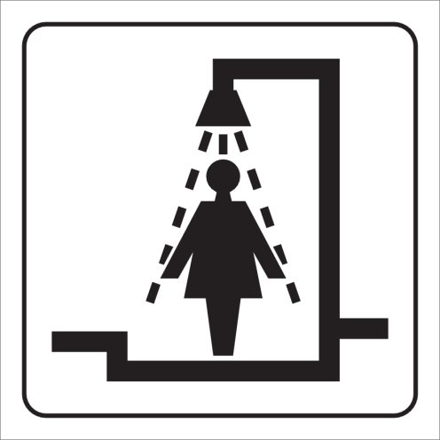 Witte sticker met pictogram voor aanduiden douche voor dames