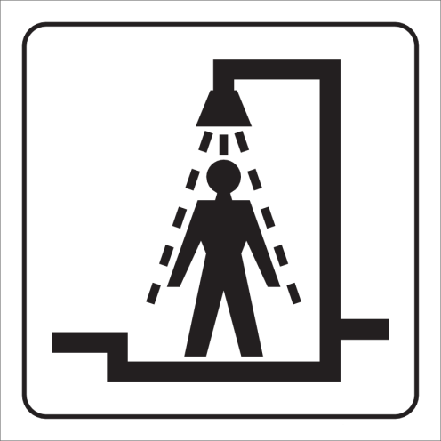 Witte sticker met pictogram voor aanduiden douche voor heren