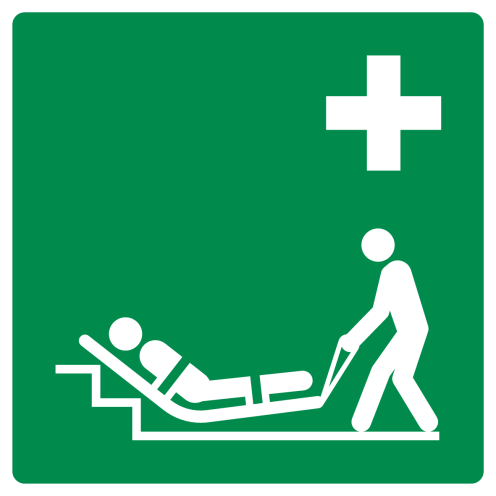 Sticker met pictogram evacuatie matras ISO 7010