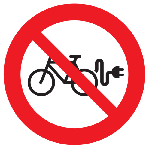 Sticker met pictogram "Fiets Opladen Verboden"