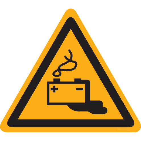 Sticker met pictogram "Waarschuwing Gevaar Accu's Opladen" - ISO 7010 - W026
