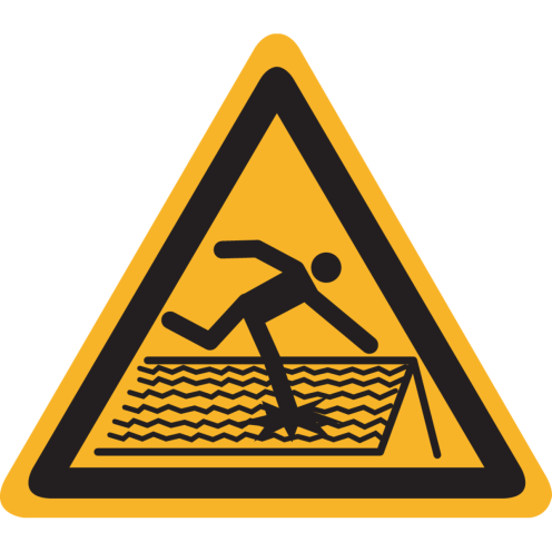 Sticker met pictogram "Waarschuwing Doorzakgevaar Dak" - ISO 7010 - W036
