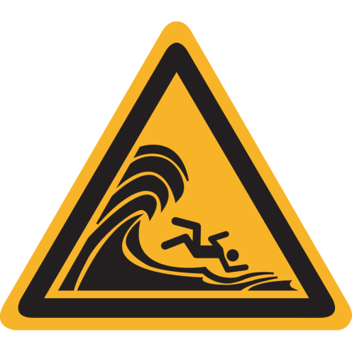 Sticker met pictogram "Waarschuwing Gevaar voor hoge golven" - ISO 7010 - W065