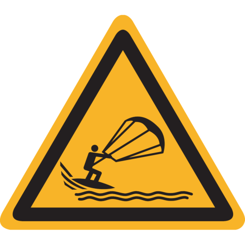 Sticker met pictogram "Waarschuwing Kitesurfen" - ISO 7010 - W062