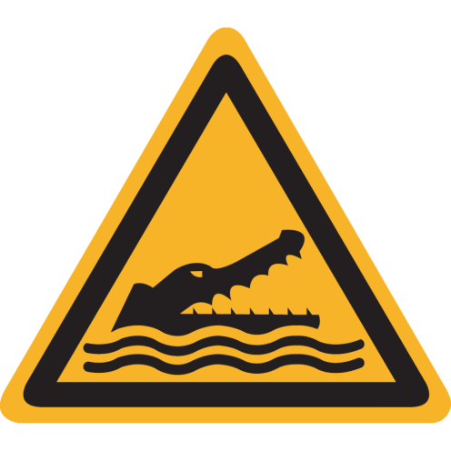 Sticker met pictogram "Waarschuwing Krokodillen, Alligators en Kaaimannen" - ISO 7010 - W067
