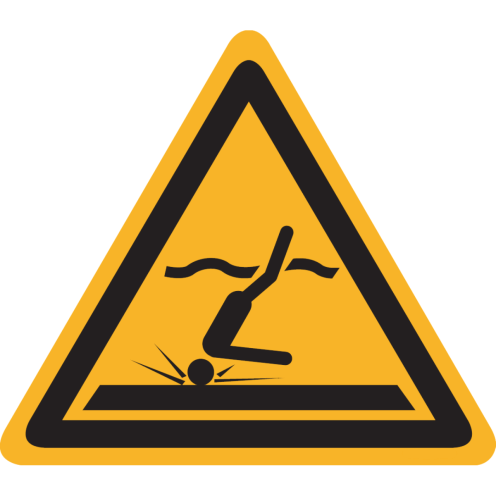 Sticker met pictogram "Waarschuwing Ondiep Water" - ISO 7010 - W048
