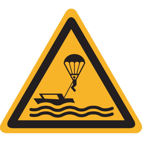 Sticker met pictogram "Waarschuwing Parasailing" - ISO 7010 - W063