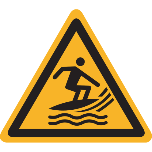 Sticker met pictogram "Waarschuwing Surf Gebied" - ISO 7010 - W046