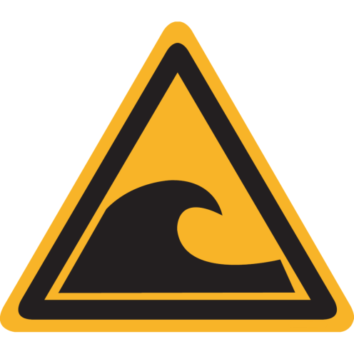 Sticker met pictogram "Waarschuwing Tsunami Gebied" - ISO 7010 - W056