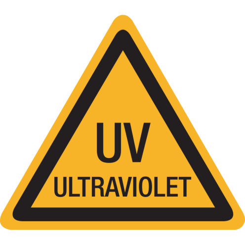 Sticker met tekst "UV Ultraviolet" 