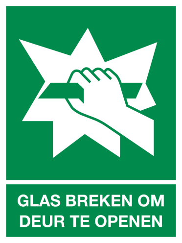 Glas breken om deur te openen (sticker)