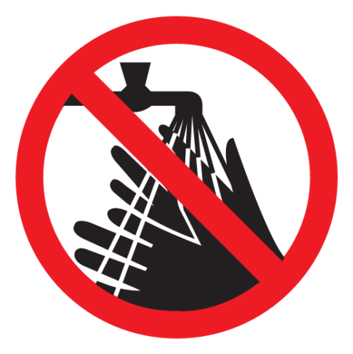 Sticker met pictogram Handen wassen verboden