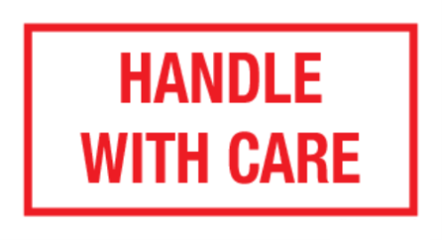 Sticker met tekst Handle with care