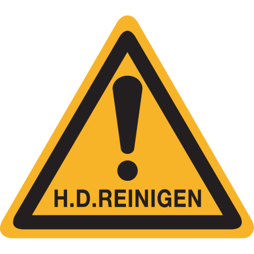 Sticker met pictogram "Let op, HD Reinigen"