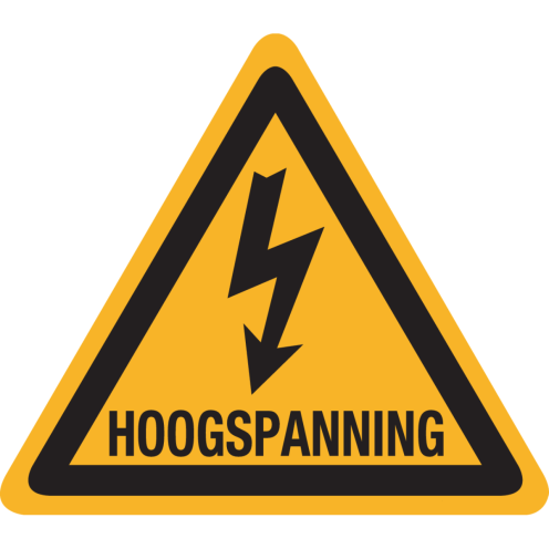Sticker met pictogram "Waarschuwing Hoogspanning" - ISO 7010 - W012