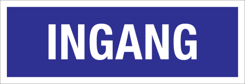 Sticker ingang - blauw met witte tekst