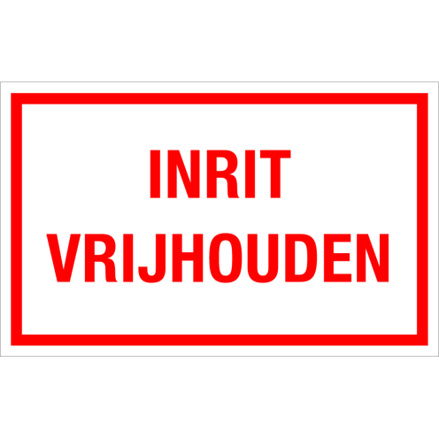 Sticker Inrit Vrijhouden - tekststicker met rode tekst