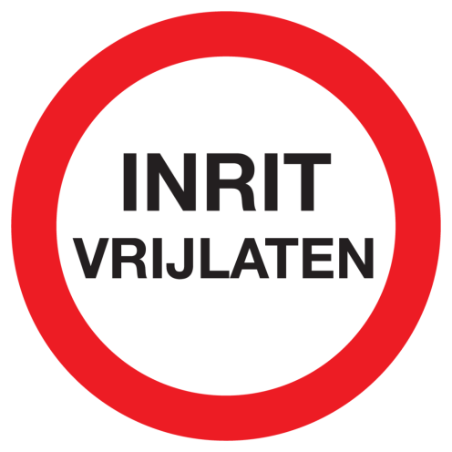 Sticker met tekst Inrit vrijlaten