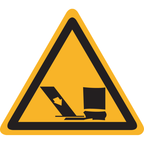 Sticker met pictogram "Waarschuwing knel gevaar voor voeten"