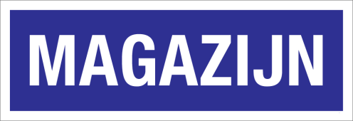 Sticker Magazijn - blauw met witte tekst