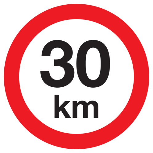 Sticker met pictogram Maximale snelheid 30km
