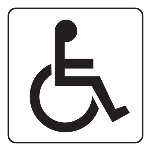 Witte sticker voor het aanduiden van een ruimte voor mindervaliden