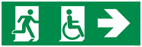 Sticker Nooduitgang rechts beperkte mobiliteit