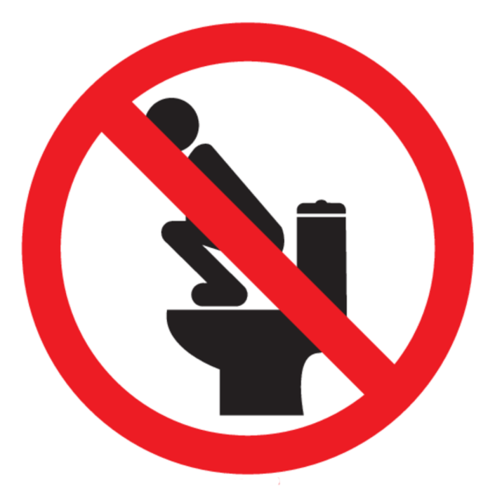 Sticker Niet op de wc staan/hurken