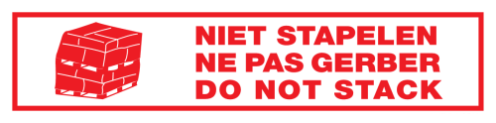 Sticker met tekst Niet stapelen