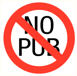 Sticker met tekst No Pub