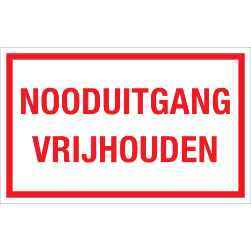 Sticker Nooduitgang Vrijhouden - tekststicker met rode tekst