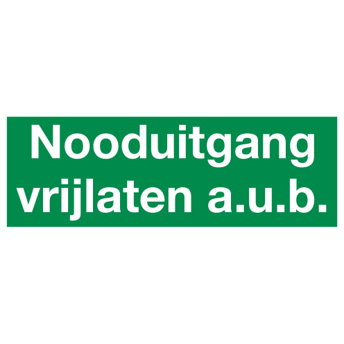 Nooduitgang vrijlaten aub (sticker)
