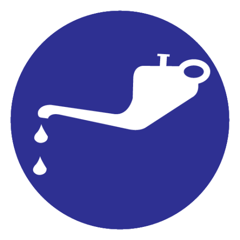 Blauwe sticker met pictogram om aan te duiden dat smeren verplicht is