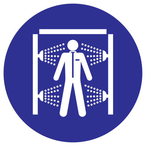 Sticker met pictogram ontsmettingsdouche verplicht - ISO7010 - M072