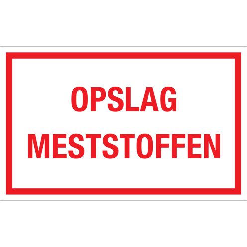 Sticker Opslag Meststoffen - tekststicker met rode tekst