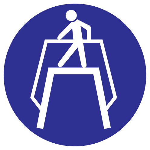 Blauwe sticker met pictogram om een oversteekplaats aan te duiden - ISO7010 - M023